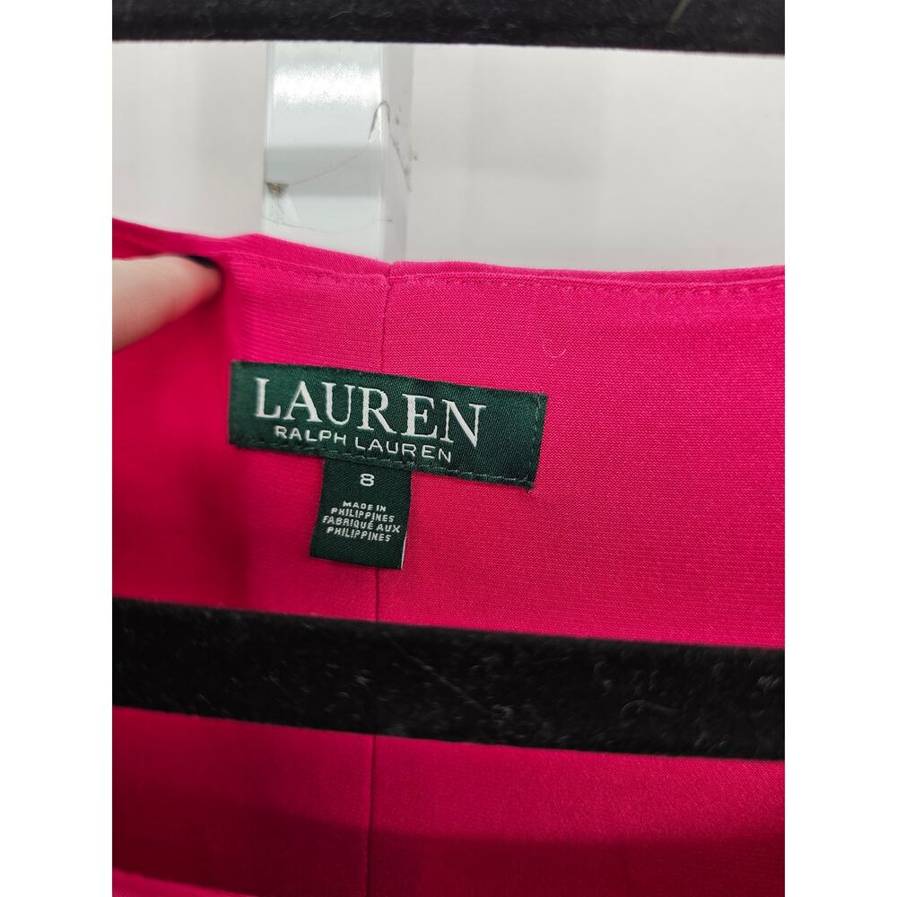 LAUREN Ralph Lauren Womens Sz 8 Knee Length Short Sleeve Formal Dress Pink - Picture 3 of 4